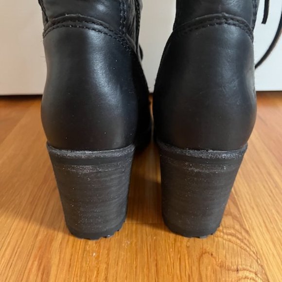 Frye Lace Up Tall Black Leather Combat Boots - 5.5 - Picture 7 of 12